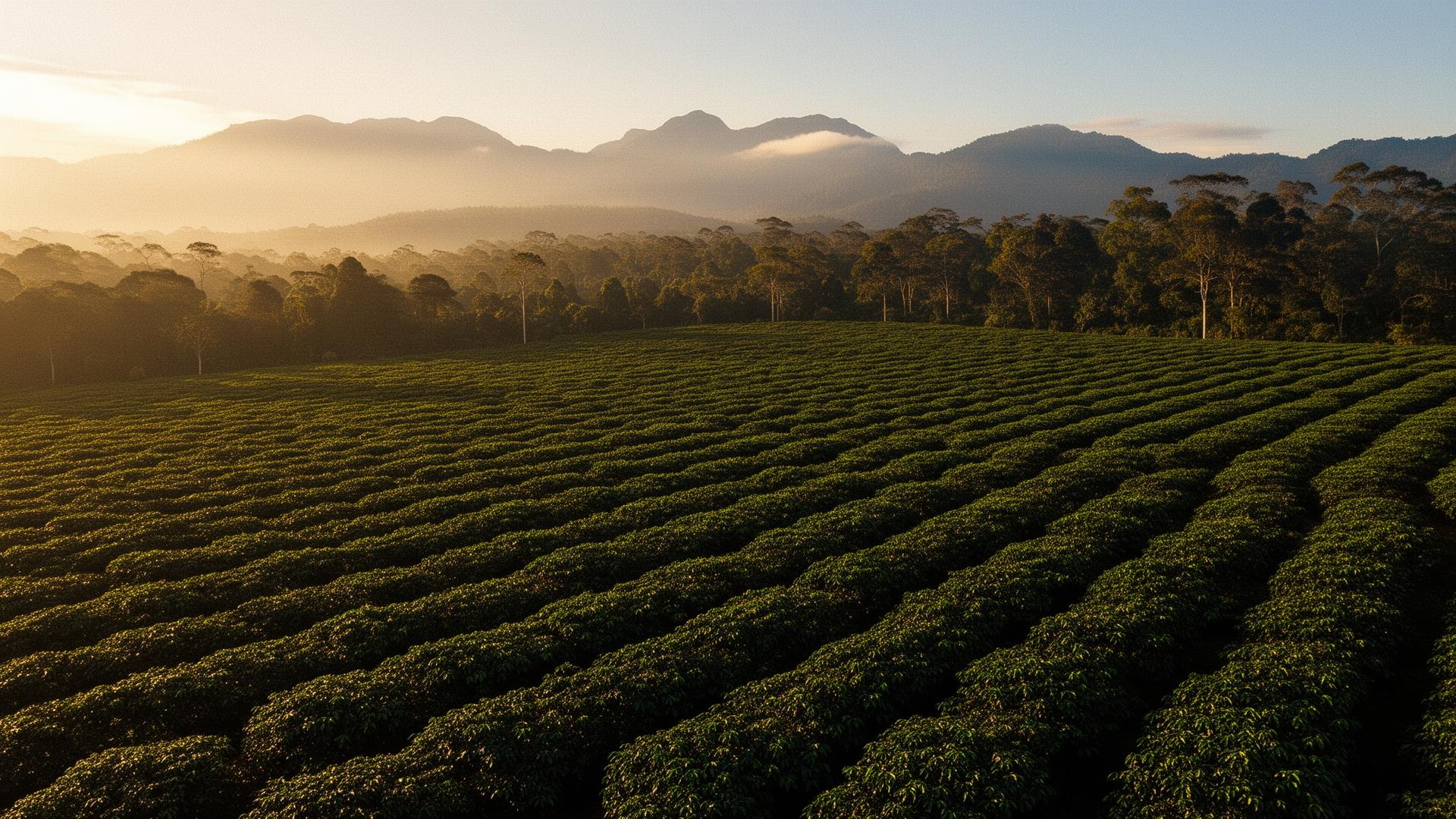 Aerial view of premium coffee plantation